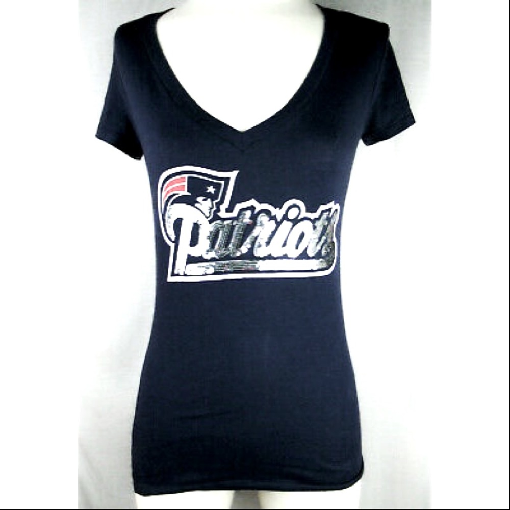 VS New England Patriots Sequin NFL Team Logo Tee by PINK Victoria’s Secret NWT M